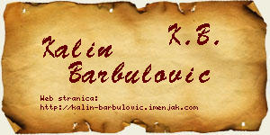 Kalin Barbulović vizit kartica